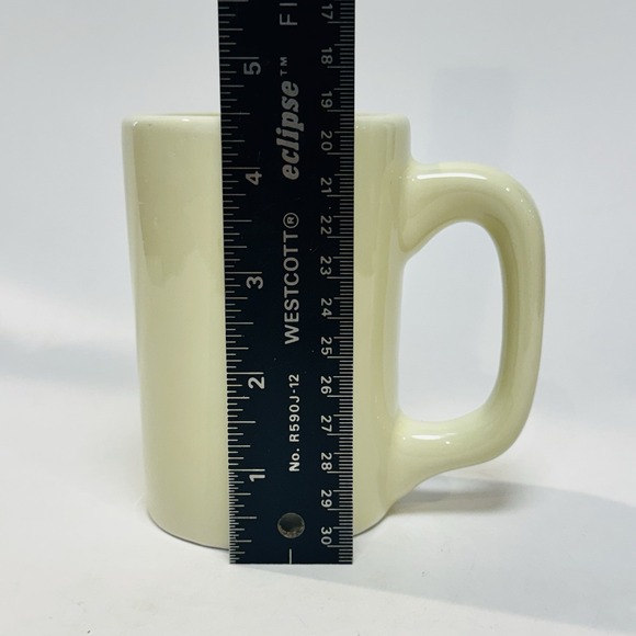 Vintage Hall Brand Coffee Cup Mid Century Off White Diner Mug Heavy Made In USA - Picture 7 of 8